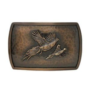 NIB Montana Silversmiths Bronze Pheasants Belt Buckle